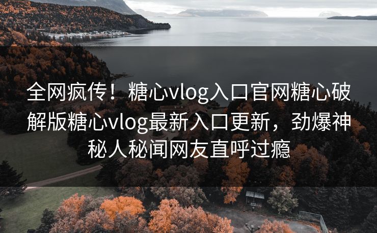 全网疯传！糖心vlog入口官网糖心破解版糖心vlog最新入口更新，劲爆神秘人秘闻网友直呼过瘾